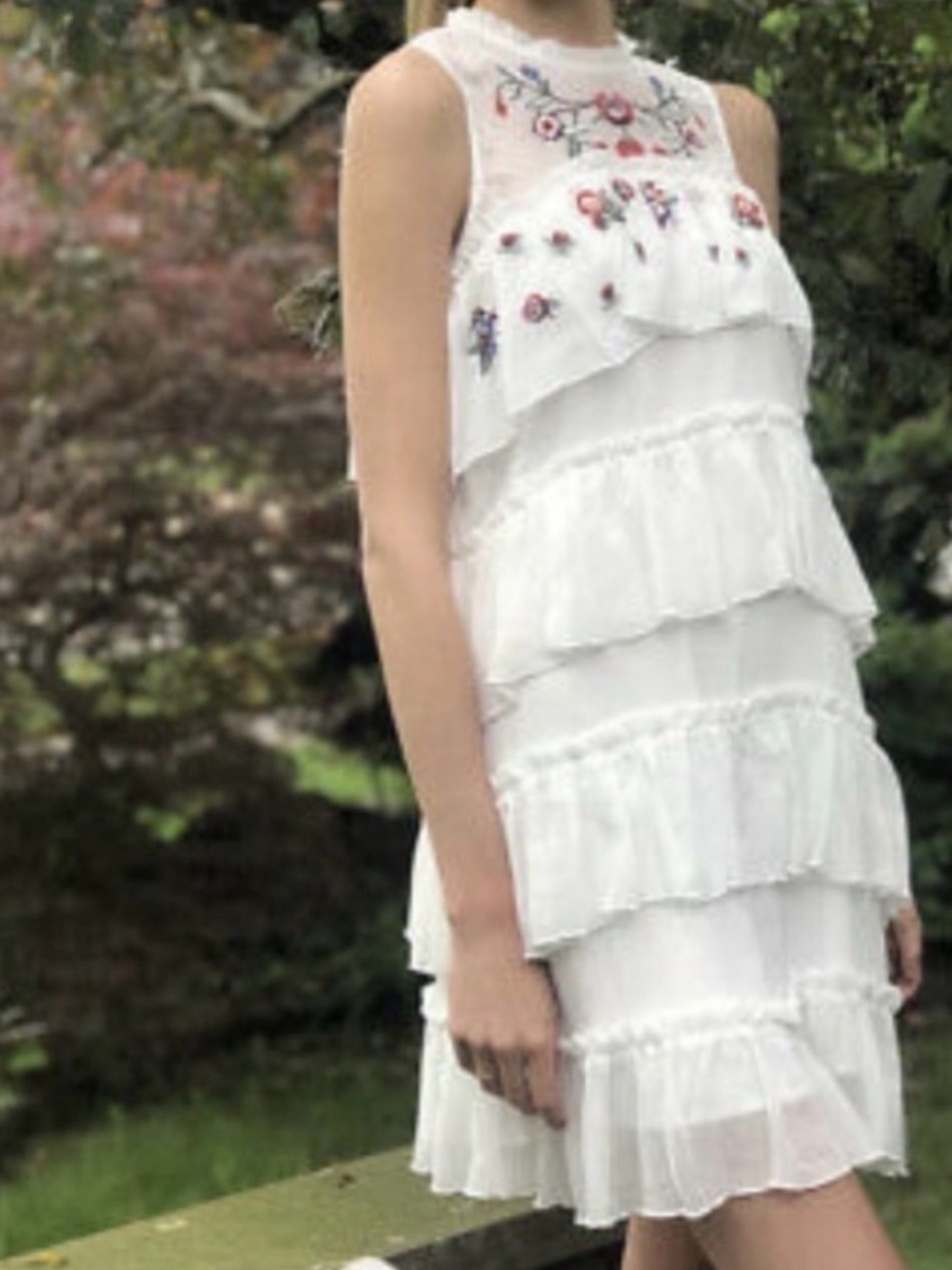 NWT MAXSPORT MAXMARA IVORY MULTI TIERED RUFFLED ELEGANT DRESS SIZE XL